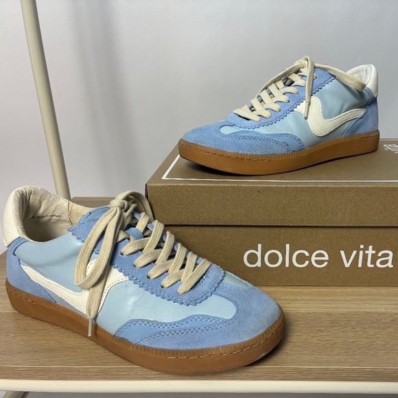 Dolce Vita Notice Blue Suede Sneakers - Picture 1 of 5